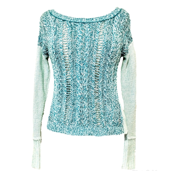 American Eagle Outfitters Sweaters - AMERICAN EAGLE Teal and mint knit sweater (xsm)